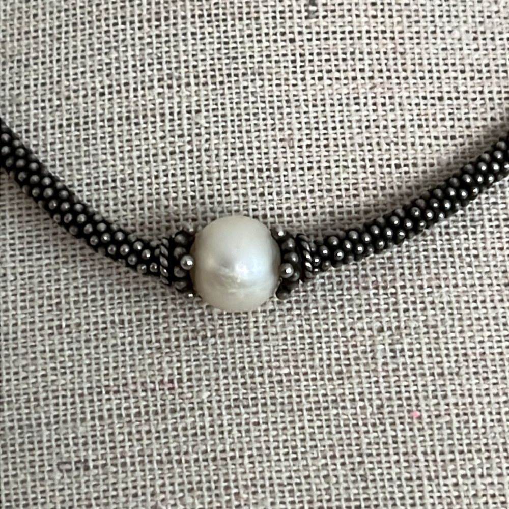 Valerie Long 15” sterling necklace with single fresh water pearl sterling clasp - Picture 3 of 8